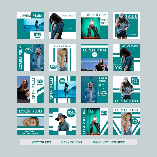 Vector set of media social template