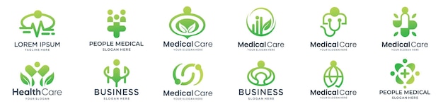 set of medical concept logo design inspirations