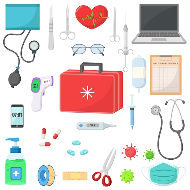 Vector set of medical elements collection