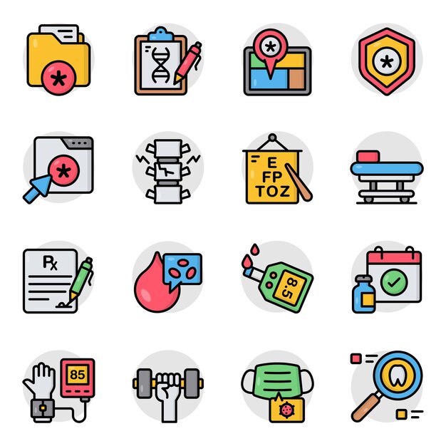 Set of Medical Equipment Flat Icons