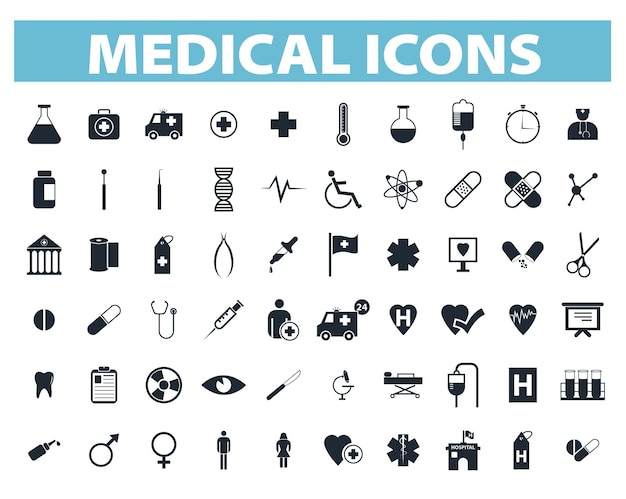 Set of Medical and Health icons Isolated on white background Vector illustration