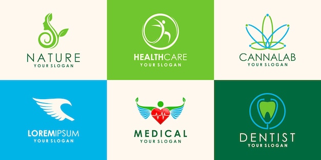 Set of medical logo design template