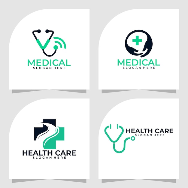 Set di modello di disegno vettoriale logo medico