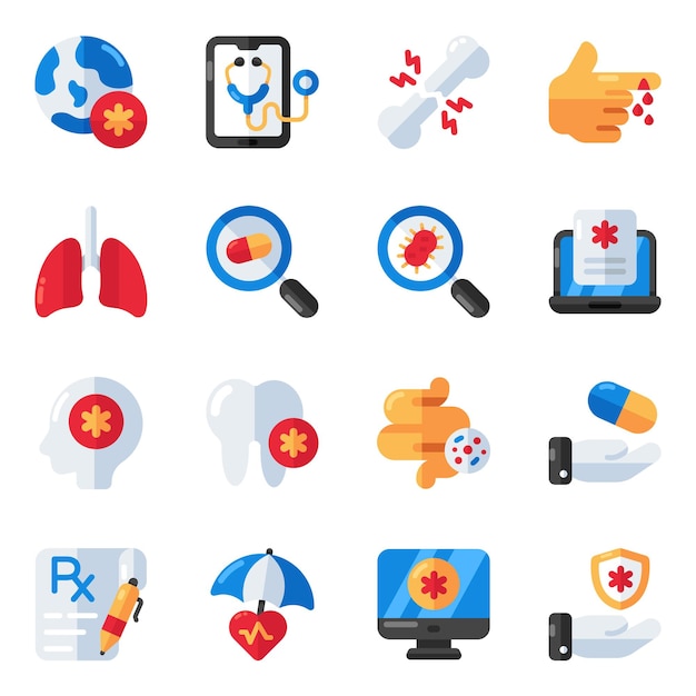 Set of Medical and Pharmacy Flat Icons