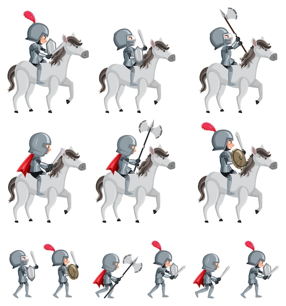 Vector set of medieval army