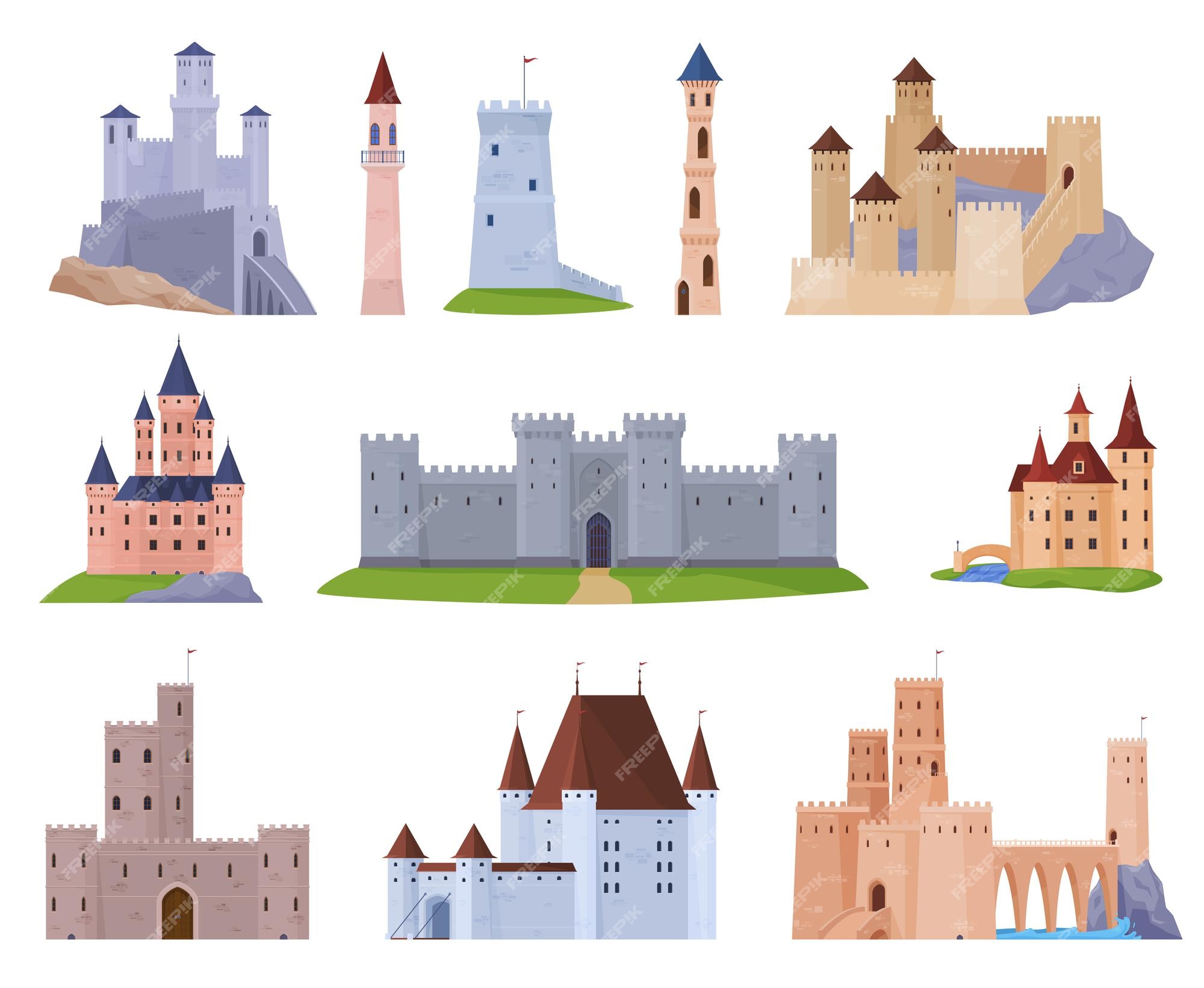 Premium Vector  Set of medieval castles fortresses and towers