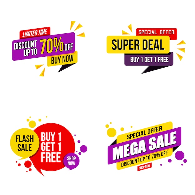 set of Mega sale promotion banner modern template 