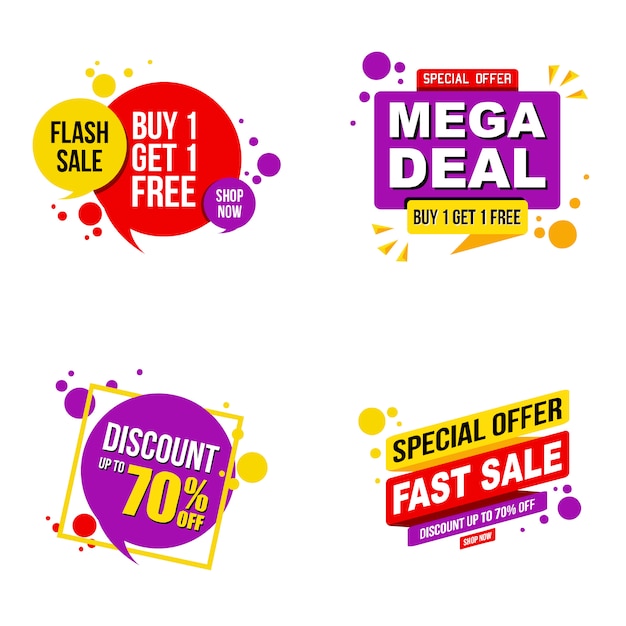 set of Mega sale promotion banner modern template 