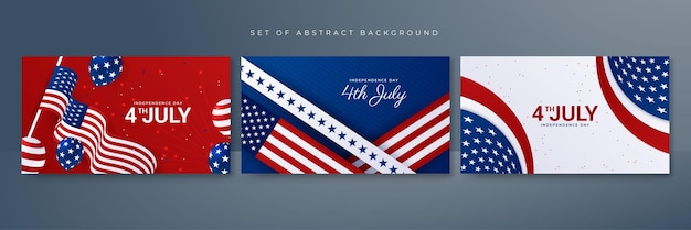 Set of memorial day american red and blue design background