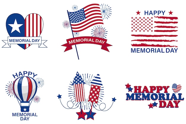 Vector set of memorial day designs