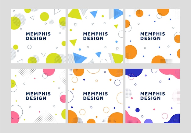Vector set of memphis design template
