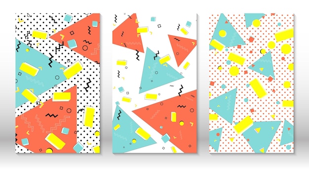 Set of memphis patterns. abstract colorful fun background. hipster style 80s-90s. memphis elements.