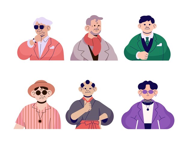 Набор мужских аватаров Векторная иллюстрация в плоском стиле