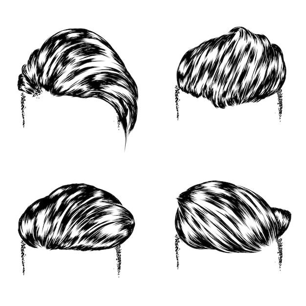 Set of men's hairstyles.