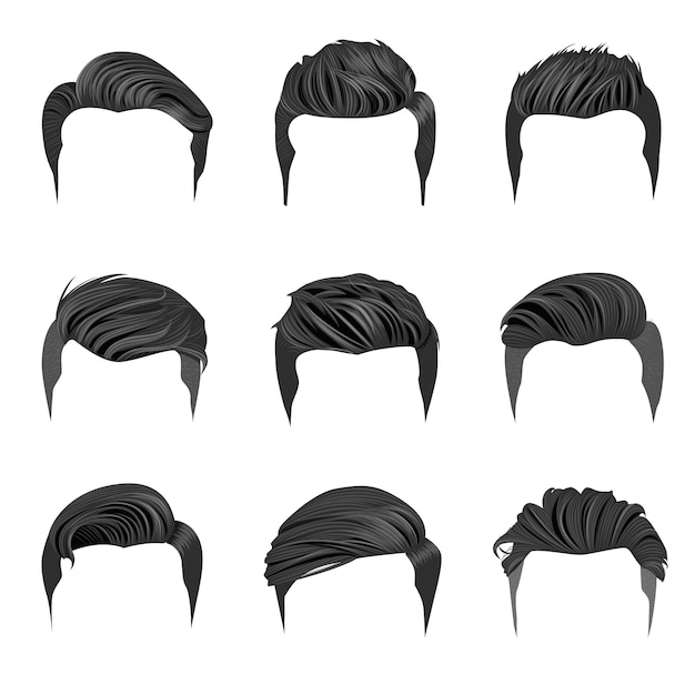 Set of men's hairstyles