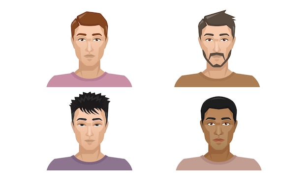 Vector set men used to create the hair style of the character beard.