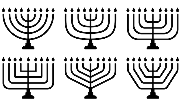 Vettore set di icone della menora segno di festa ebraica icona della menora per hanukkah illustrazione vettoriale eps 10