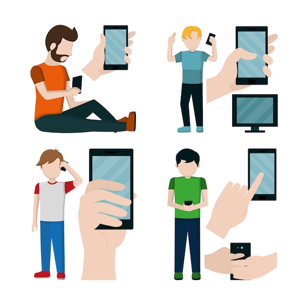 Set of mens and smartphone collection icons