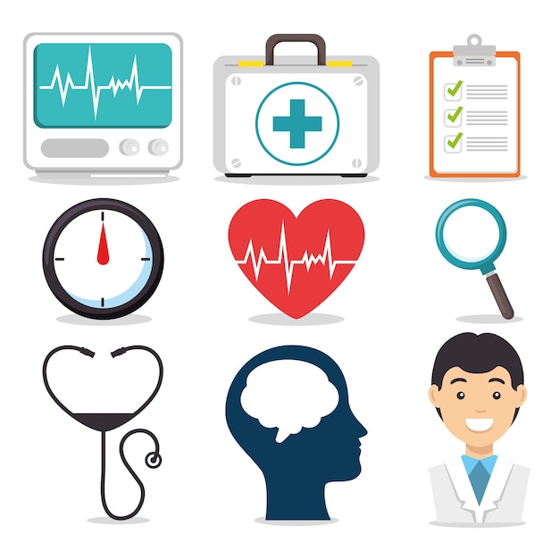 Set of mental health and medical icons 