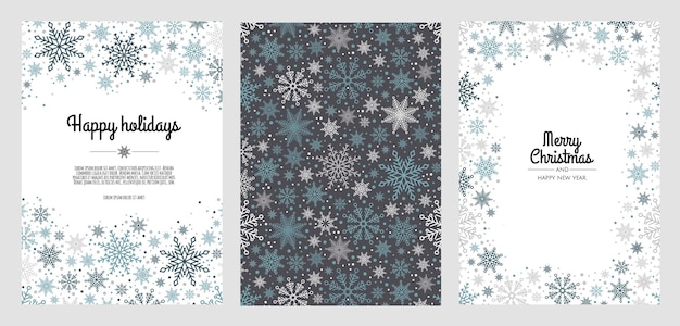 Set Merry Christmas Abstract Card met sneeuwvlok Xmas verkoop vakantie webbanner