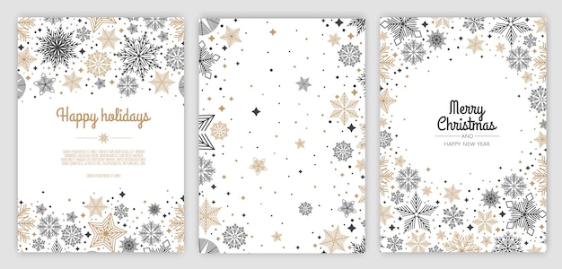 Set Merry Christmas Abstract Card met sneeuwvlok Xmas verkoop vakantie webbanner