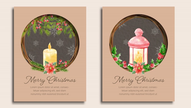 Vector set of merry christmas card template