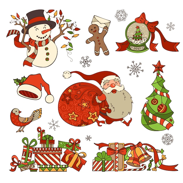 Vector  set of merry christmas decorations and  elements