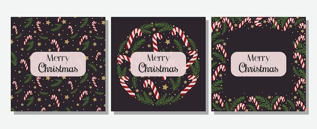 Set of Merry Christmas greeting cards