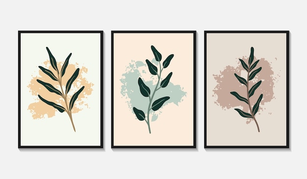 Set met abstracte botanische prints