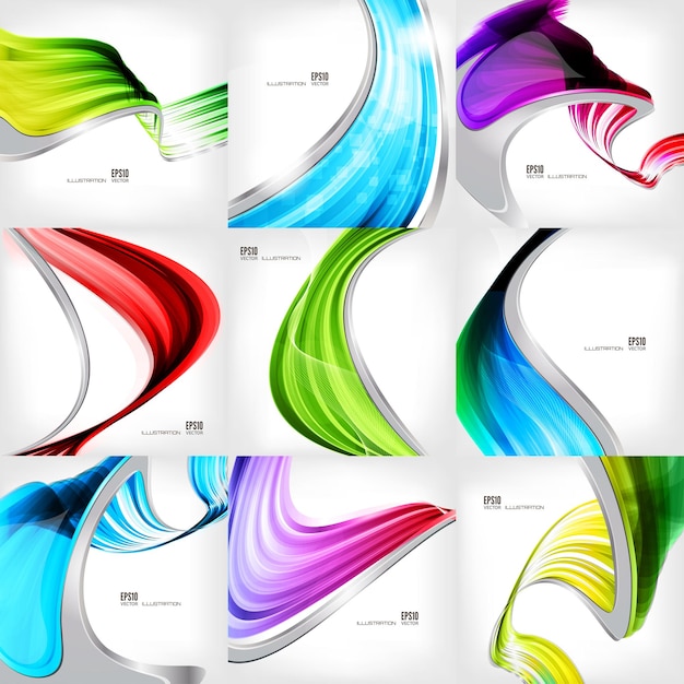 Set met abstracte gelijst banners digitale lijnen strepen