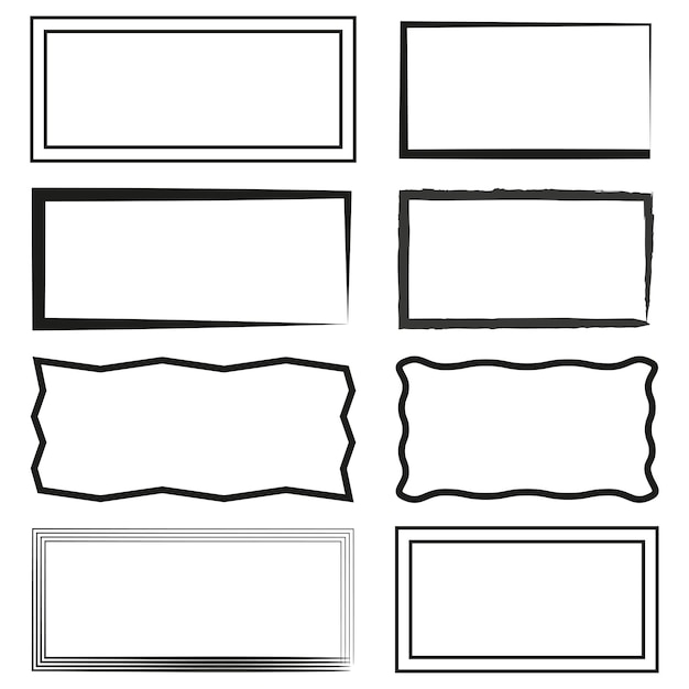 Vector set met de hand getekende rechthoekige frame vector illustratie eps 10 stock image