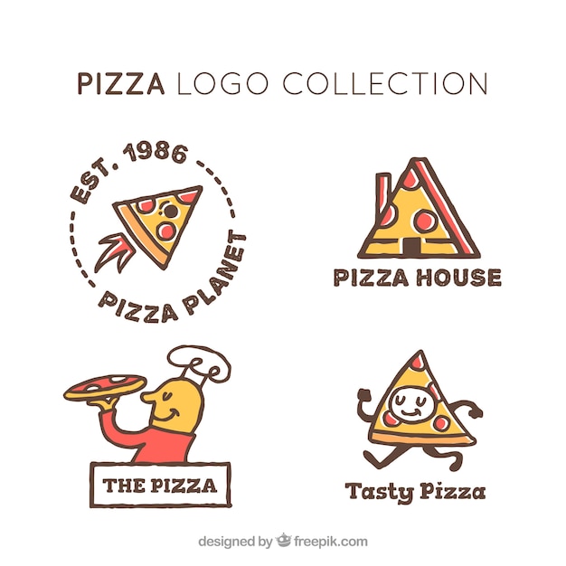 Set met handgemaakte pizza-logo's