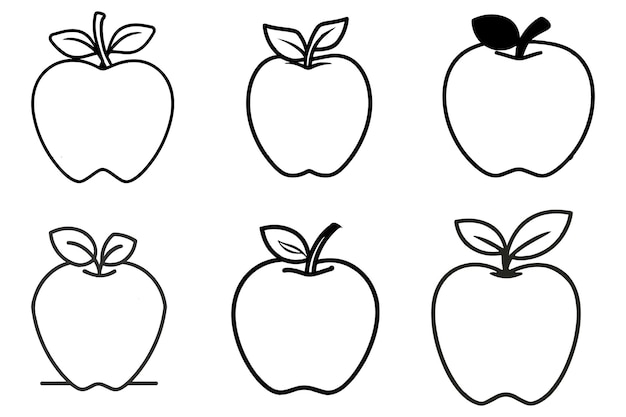 Set met met de hand getekende Apple-ontwerpen op witte achtergrond