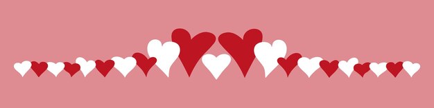 Set met met de hand getekende rode en witte harten in platte stijl Valentijnsdag romantisch symbool