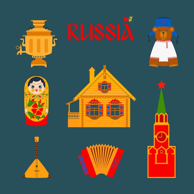 Vector set met russische symbolen