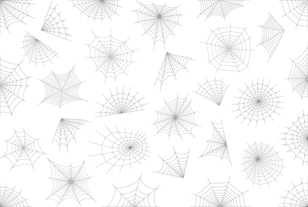 Vector set met spinnenwebpictogrammen. halloween-decoratie met spinnenweb. spinnenweb platte vector