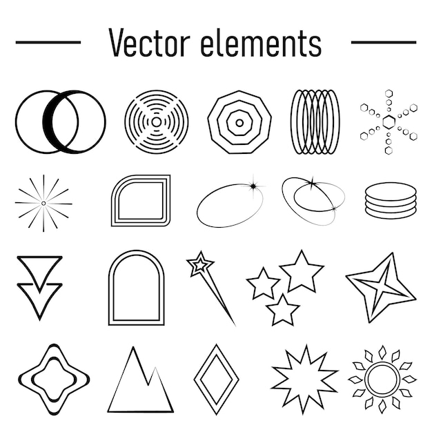 Set met Y2K-elementen Aesthetische abstracte vectorvormen