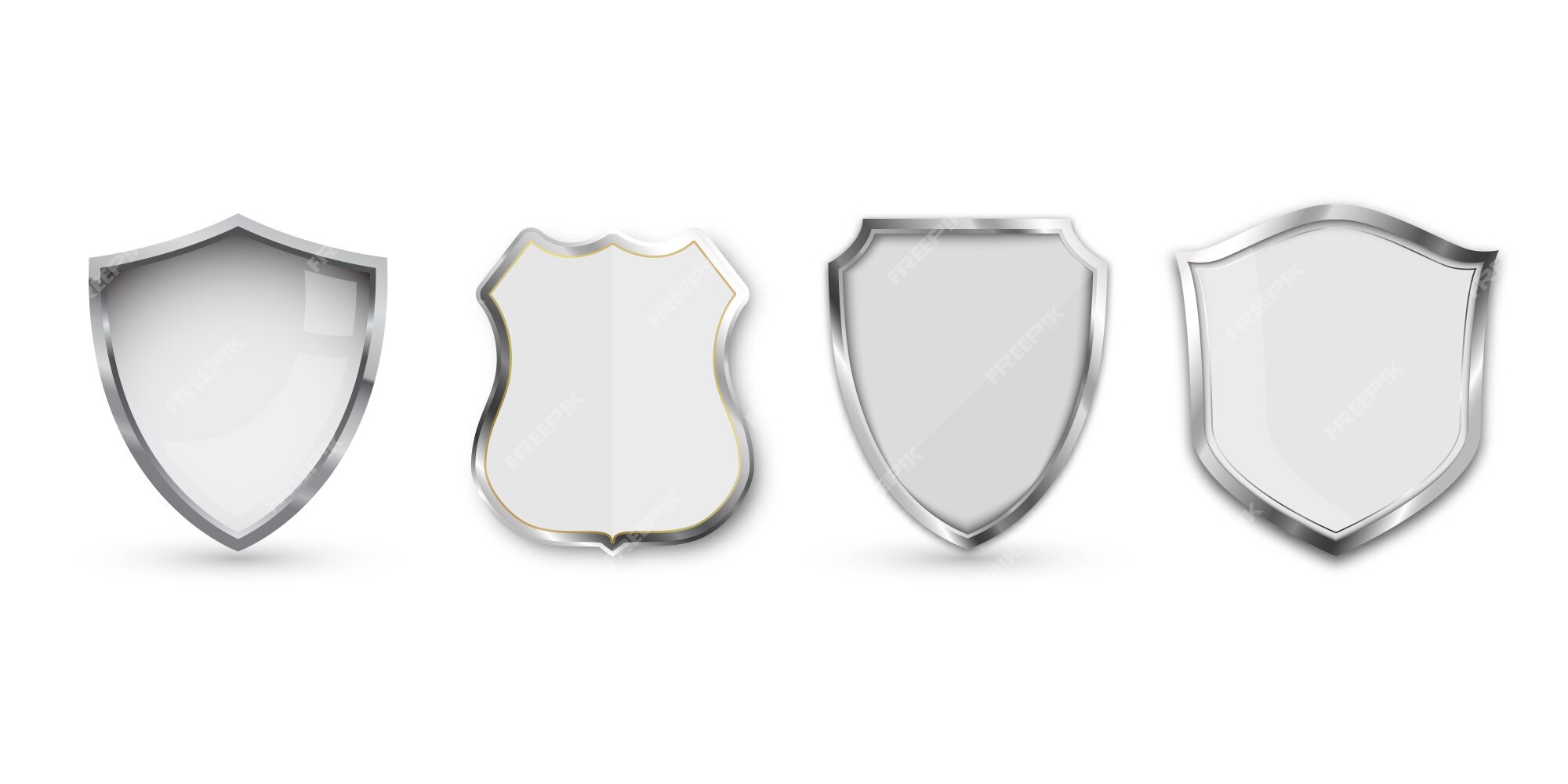 Premium Vector | Set of metal shield isolated on white