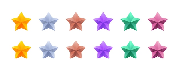 Set of metallic colored stars Perfect for achievements Two styles