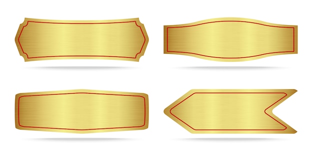 Vector set of metallic gold name plate