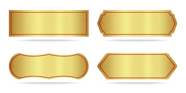 Vector set of metallic gold name plate