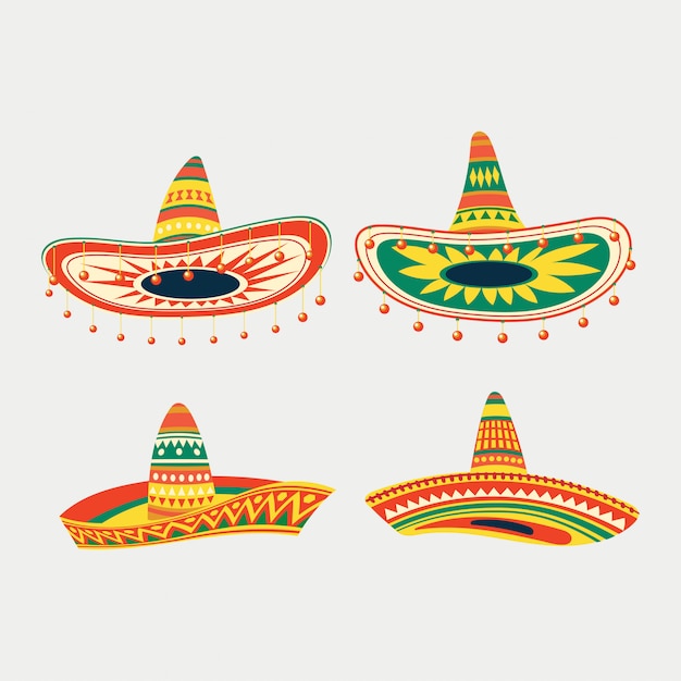 Vector set of mexican sombrero hat  illustration