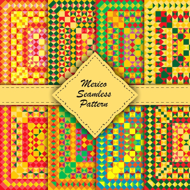 Vector set mexico pattern.