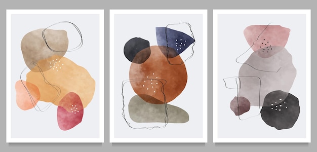 Set of Mid century modern minimalist art print