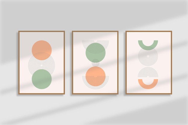 set mid century wall art poster set abstract geometric print