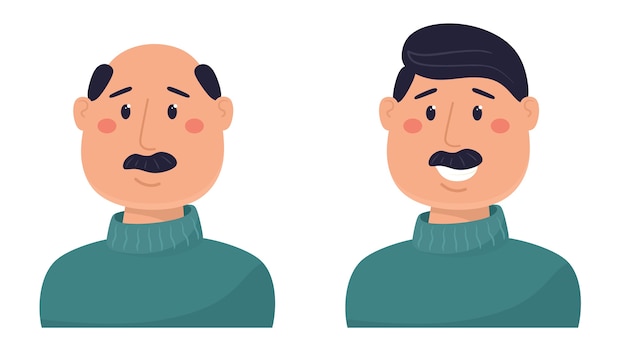 Set of middle aged men