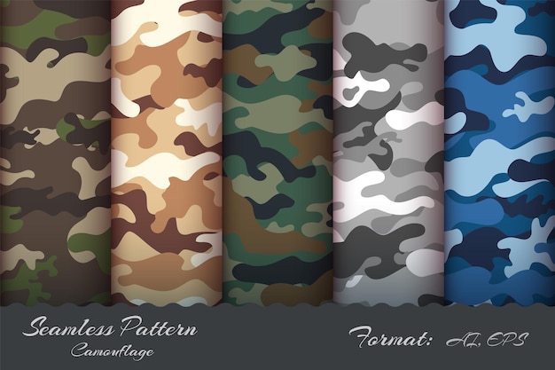 Vector set miilitary camouflage seamless pattern