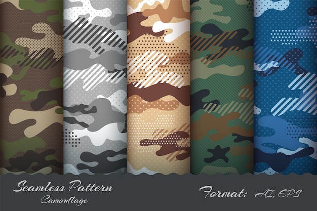 Vector set miilitary camouflage seamless pattern