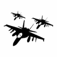 Vector set of military aircraft silhouettes collection