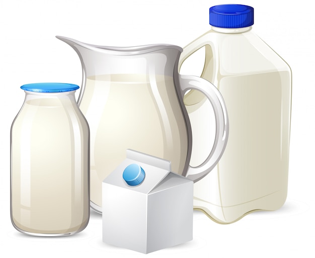 別のコンテナーに牛乳のセット